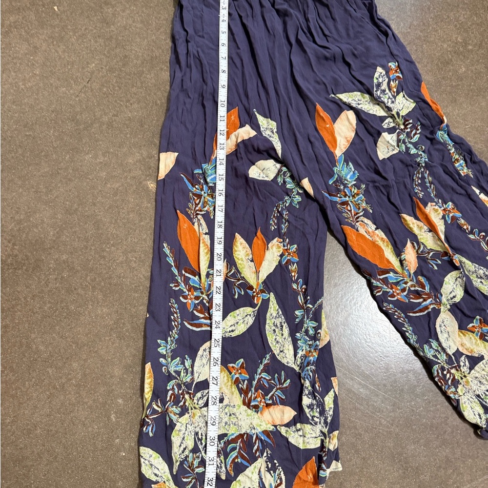 Free People One-Shoulder Floral Jumpsuit - Navy and Orange - Picture 3 of 7